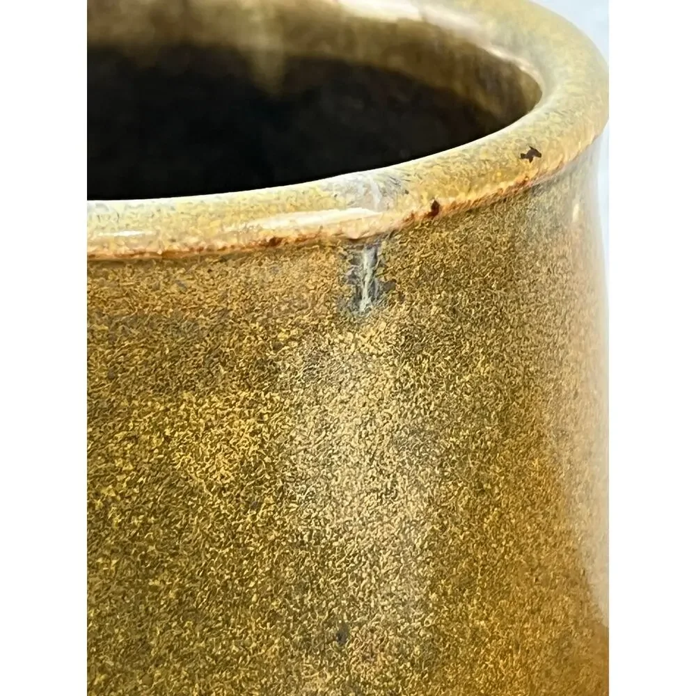 VTG Art Pottery Stoneware Coffee Mug Olive Brown Glaze Handmade Southwestern